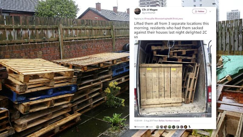 Sinn F&eacute;in councillor JJ Magee said more pallets were yesterday removed from the area 