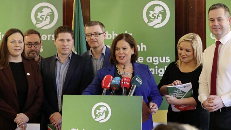 Sinn F&eacute;in leader Mary Lou McDonald speaks at a press conference at Wynn's Hotel in Dublin. Picture by Niall Carson/PA Wire