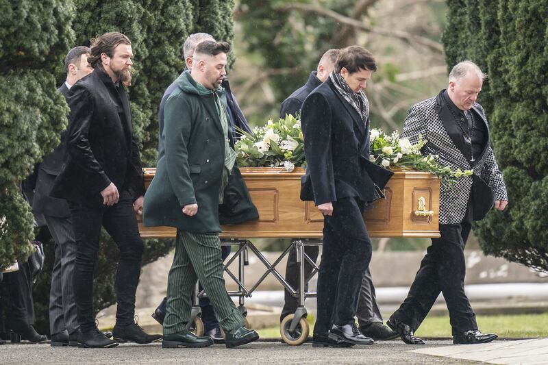 The coffin of The Vivienne is carried into St Margaret’s Church in Bodelwyddan