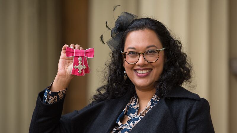 Amali De Alwis collected an MBE from Buckingham Palace on Wednesday for services to women in technology.