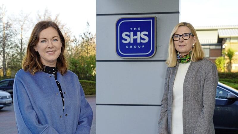 Elaine Birchall (right) of the SHS Group is welcomed to her new role as CBI NI vice-chair by the business organisation&#39;s regional director Angela McGowan. Picture: Aaron McCracken 