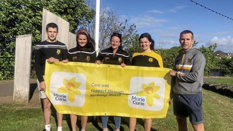 The Kelly clan, who clocked up many miles over the 14 days of McQuillan's Ballycastle and Carey Faughs' virtual venture in aid of Marie Curie.&nbsp;