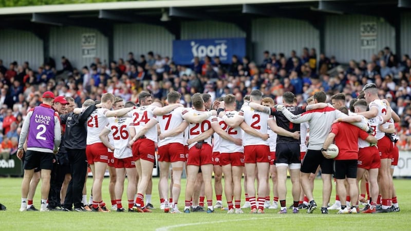 Tyrone&#39;s stuttering season came to an end with All-Ireland qualifier defeat to Ulster rivals Armagh at the Athletic Grounds on Saturday. Picture by Philip Walsh 