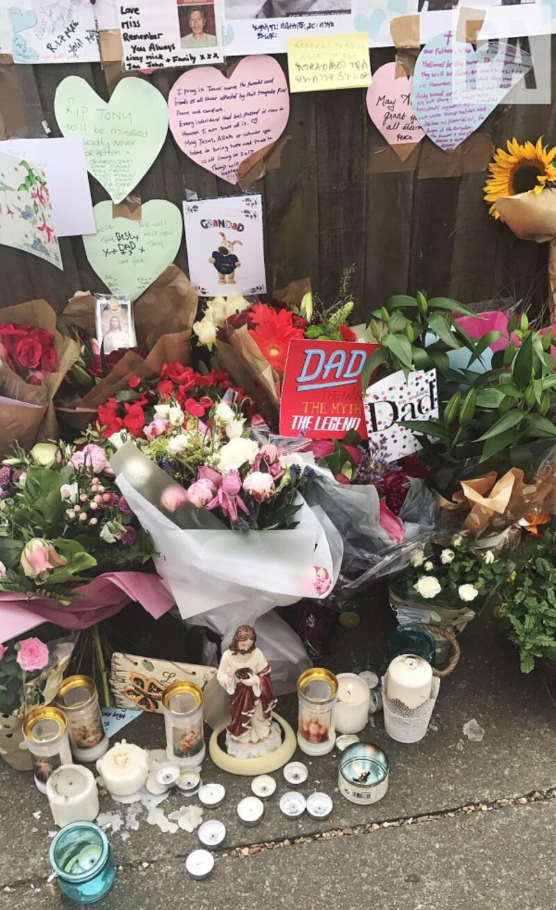 Father's Day cards have been left outside Latymer Community Church near to Grenfell Tower 
