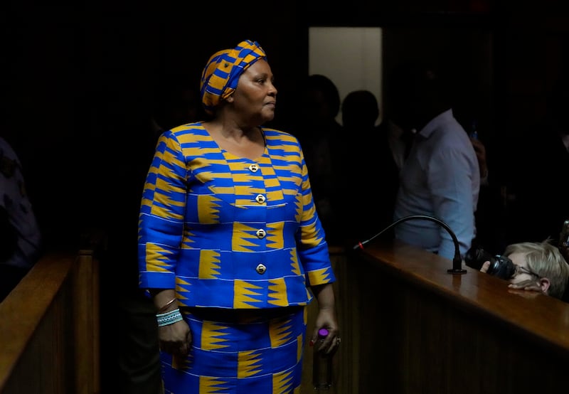 Nosiviwe Mapisa-Nqakula arrives at the magistrates’ court in Pretoria, South Africa (Themba Hadebe/AP)