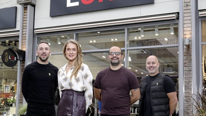 Rasoul Didarzadeh (head of retail and sport), Jason Parry (head of retail creative) and Adam Anderson (store manager) from LUKE 1977, pictured at the new store alongside Boulevard retail operations manager Pauline Tipping. Picture: Darren Kidd/PressEye   