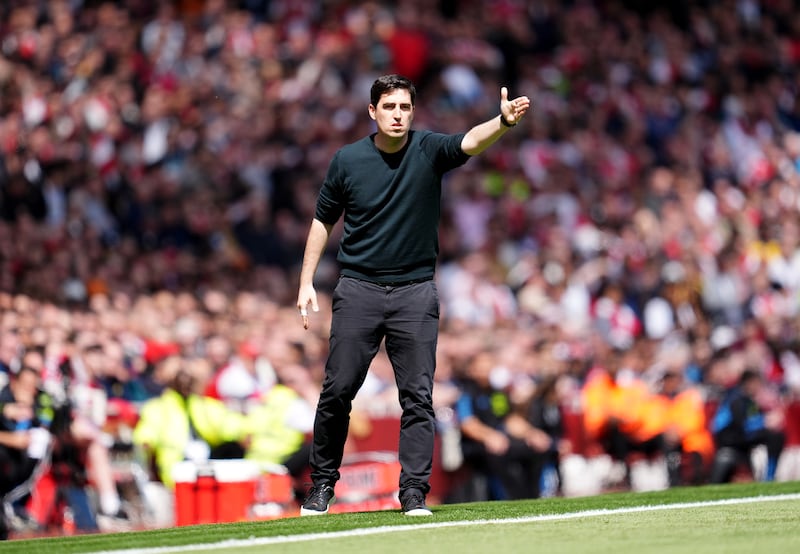 Bournemouth manager Andoni Iraola during the Premier League match at the Emirates Stadium.