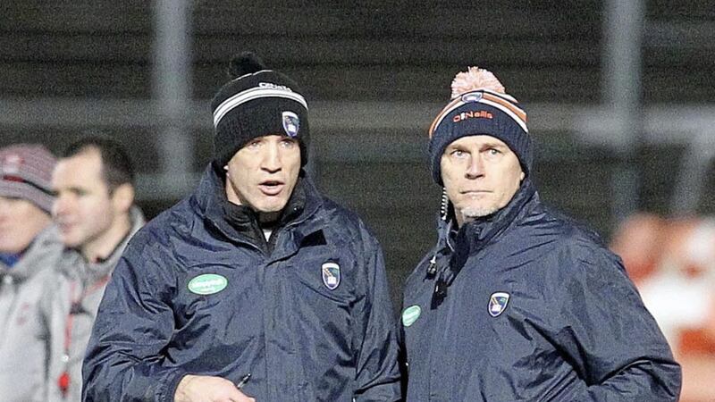 Jim McCorry (right) dovetailed well with Armagh boss Kieran McGeeney this year 