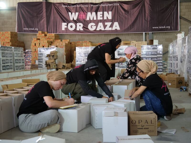 The hygiene kits contain female-specific products to ‘give a little bit of dignity’ to the women in Gaza