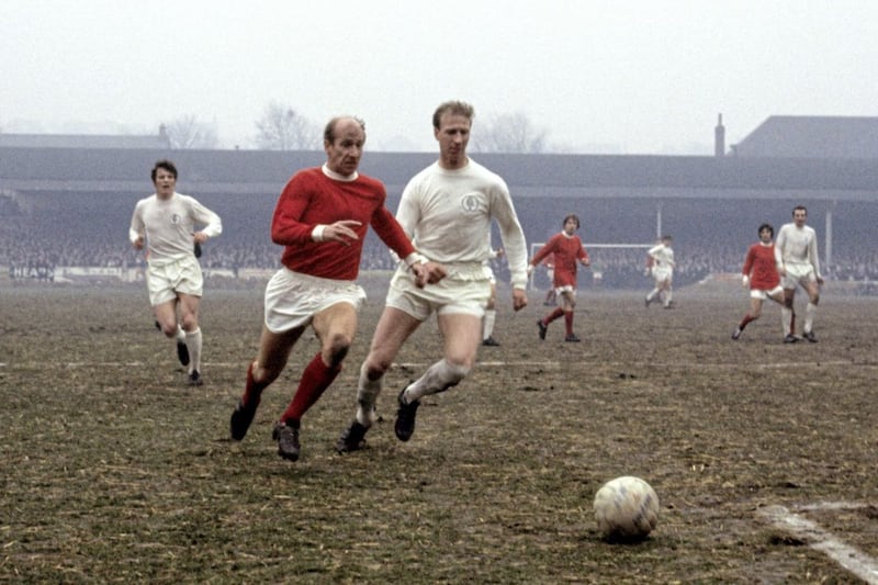 Bobby Charlton (left) of Manchester United, taking on his brother Jack of Leeds United in 1969, is a hero for Jack Archer. 