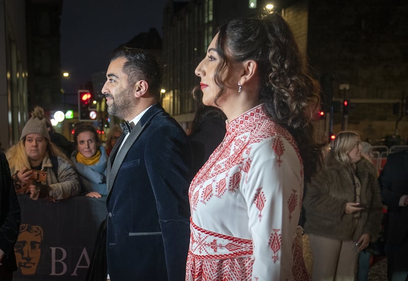 Humza Yousaf and wife Nadia El-Nakla who is of Palestinian heritage