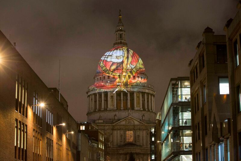 William Blake’s final masterpiece ‘The Ancient Of Days’ is projected onto the dome of St Paul’s Cathedral 