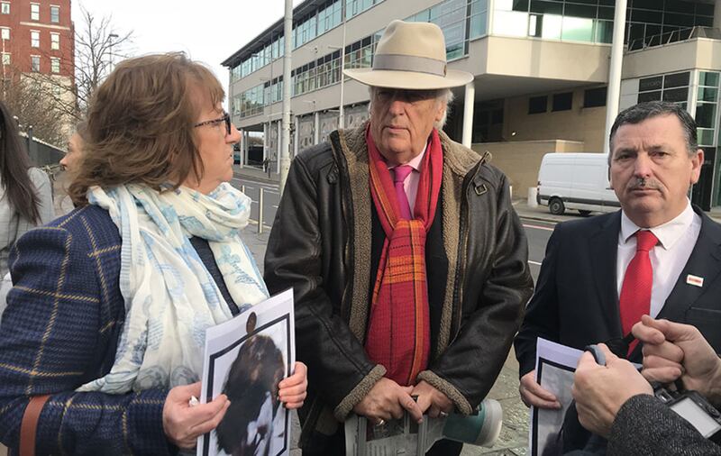 Michael Mansfield QC, who is representing some of the families, is pictured outside court this morning&nbsp;