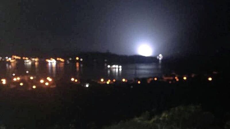 A BBC film crew at Castle Ward in Co Down may have sparked a UFO alert over Co Down last week. Picture taken from the Salthouse Restaurant Facebook page.  