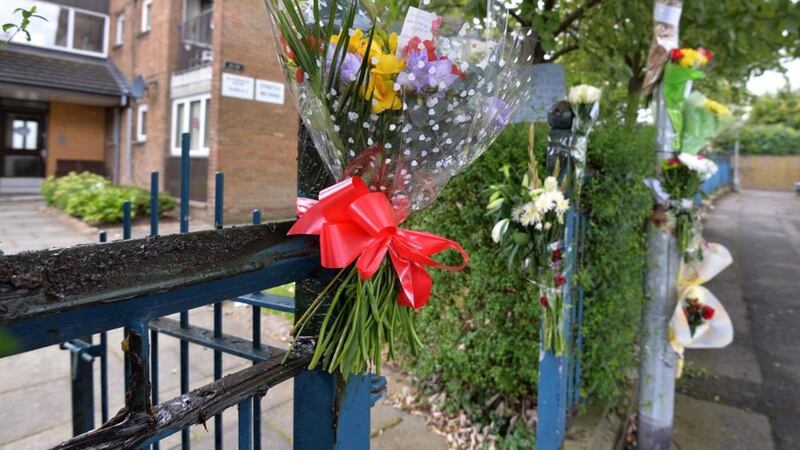 Flowers left at the scene following the murder of loyalist John Boreland. Picture by Colm Lenaghan, Pacemaker 