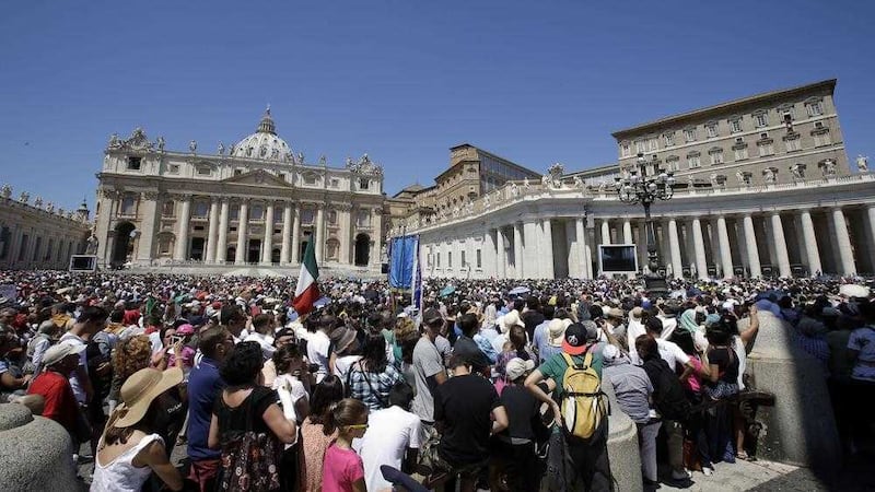 The faithful crowd St. Peter&#39;s Square during Pope Francis&#39; Angelus noon prayer. Picture by Gregorio Borgia 