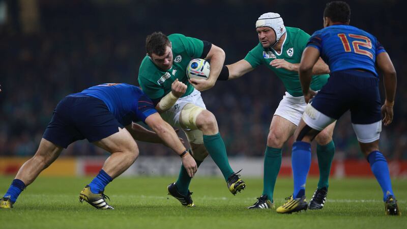Ireland's Peter O'Mahony in action during the Rugby World Cup match against France at the Millennium Stadium on Sunday<br />Picture: PA