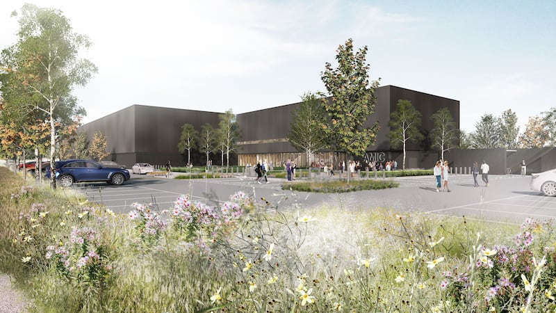 Artist's impression of the £100m AMIC due to be built at Global Point Business Park in Co Antrim by Henry Brothers.
