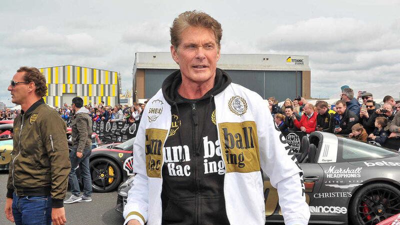 David Hasselhoff at the Gumball 3000 rally at Titanic Belfast. Picture by Justin Kernoghan, Photopress 