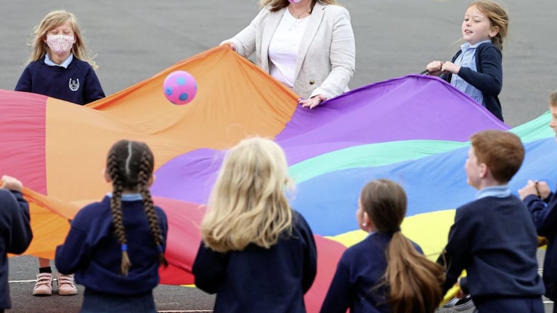 DUP Education Minister Michelle McIlveen visits Ballysillan PS. Picture by Mal McCann 
