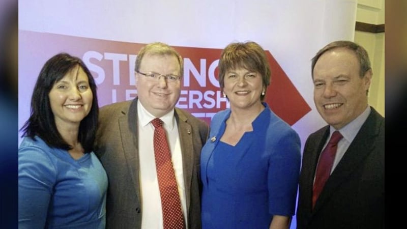 Yvonne and Jonathan Craig with DUP leader Arlene Foster and deputy leader Nigel Dodds 