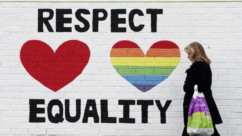 A mural in support of same-sex marraige on Falls Road in west Belfast in 2015. Picture by Niall Carson/PA 
