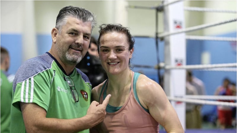 Ulster High Performance head coach John Conlan, pictured with Olympic champion Kellie Harrington, has led teams at the 2014 and 2018 Commonwealth Games in Glasgow and Australia&#39;s Gold Coast. Picture by Hugh Russell 