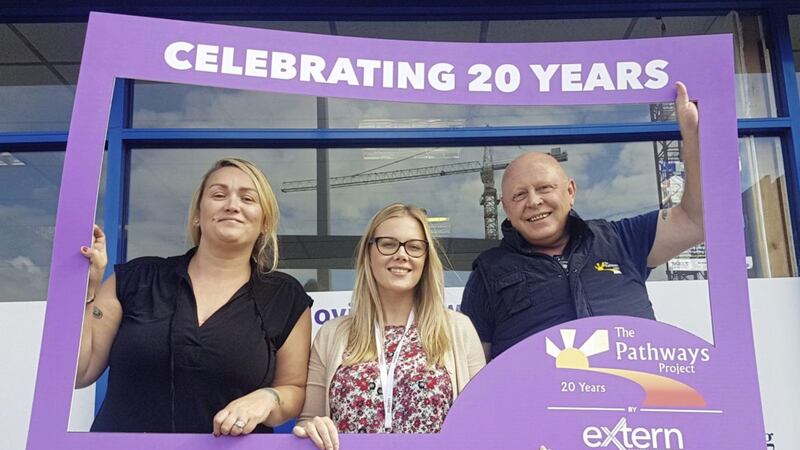 Celebrating 20 years of putting young people on the path to success are staff from Extern&rsquo;s Pathways project, Ceri O&#39;Reilly, Lori Martin and Liam Brounty 