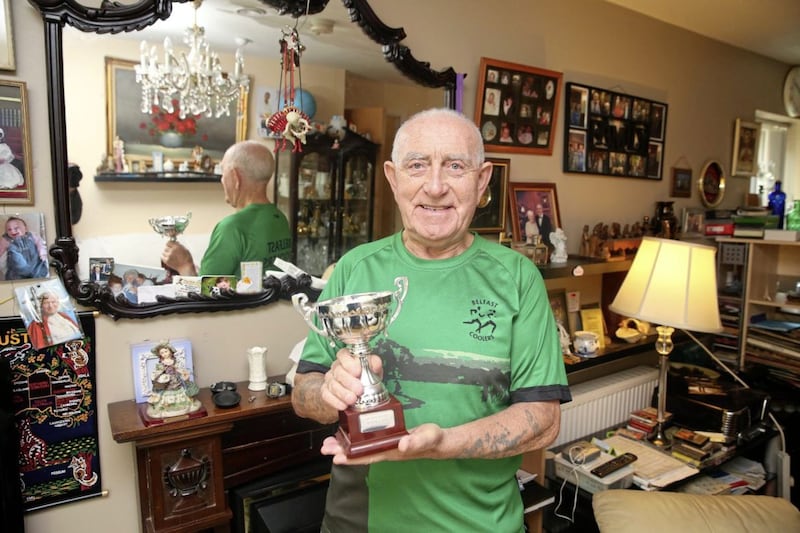 Francie Arthurs has an impressive array of trophies and medals from his running career - and he&#39;s not done yet. Picture by Mal McCann 