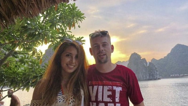 Co Down man Kevin Gregory pictured with his girlfriend Shahnoza Yuldasheva. Kevin died suddenly in the Ukrainian capital Kiev last weekend. 
