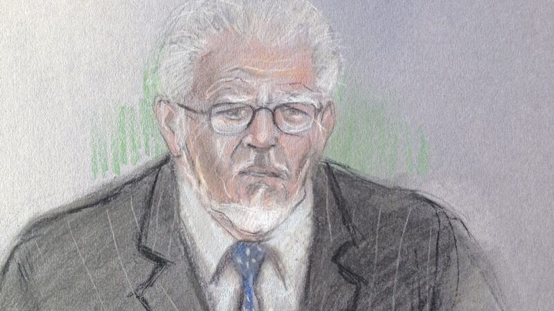 Court artist sketch by Elizabeth Cook of Rolf Harris appearing by video link at Southwark Crown Court in London, where he is accused of seven counts of indecent assault and one of sexual assault Picture by Elizabeth Cook/PA 