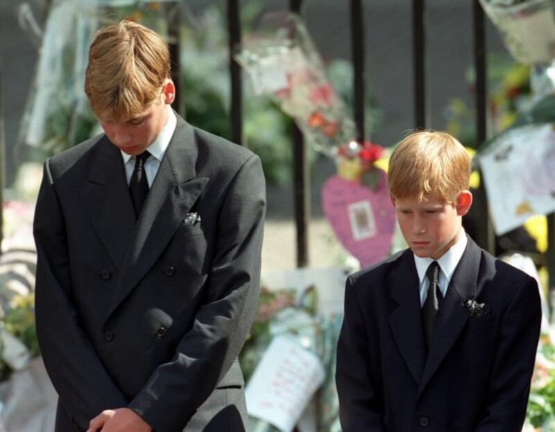 Prince William and Prince Harry following Diana's funeral service (Adam Butler/PA)