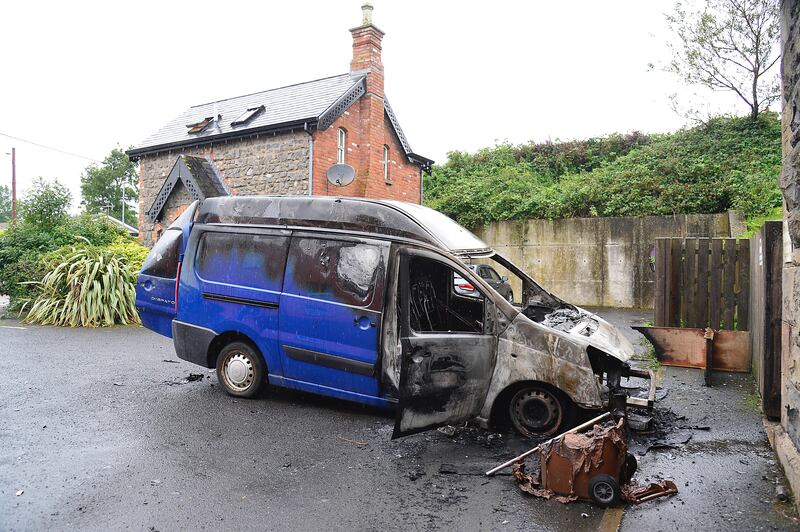  Police are appealing for information and witnesses after three vans and two cars were set alight in the Taylors Avenue area of Carrickfergus. Picture by Arthur Allison/Pacemaker Press.