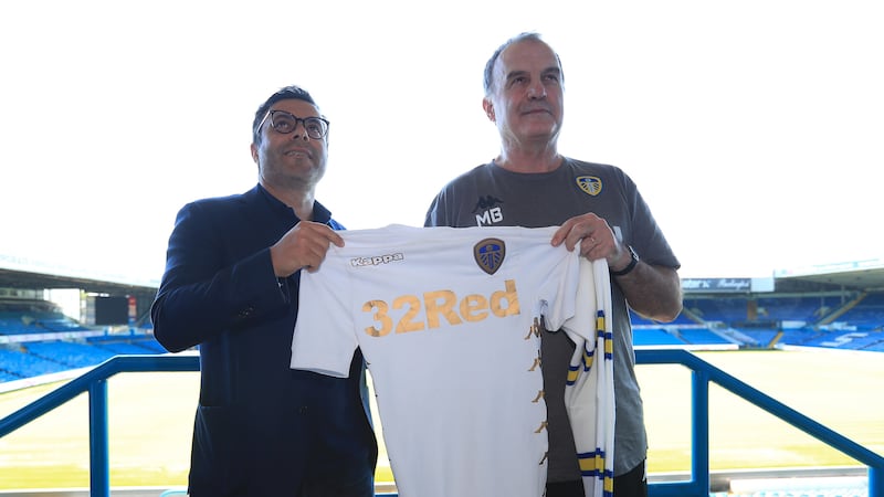 Marcelo Bielsa was appointed by Radrizzani (left) and took Leeds back to the Premier League (Mike Egerton/PA)