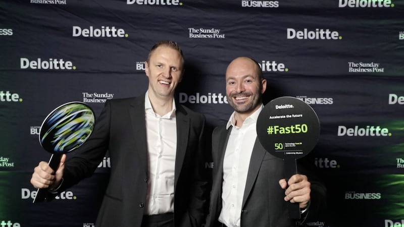 Catagen chief executive, Dr Andrew Woods (left) with Peter Allen, Deloitte (right). Picture by Jason Clarke 