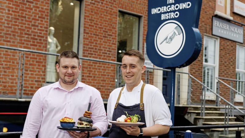 The Underground Bistro manager, Gary Smith (left) with chef Leon Davis, outside the new Lisburn Road venue in South Belfast. 