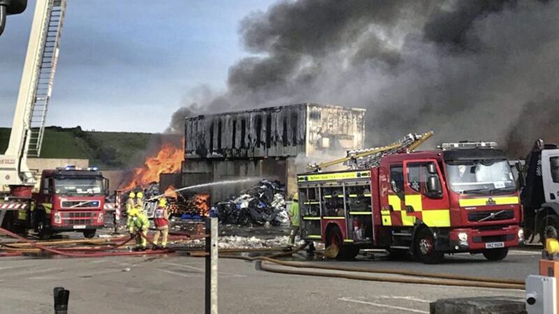 A fire at a recycling centre in Derry is being treated as suspected arson. Picture from PSNI 