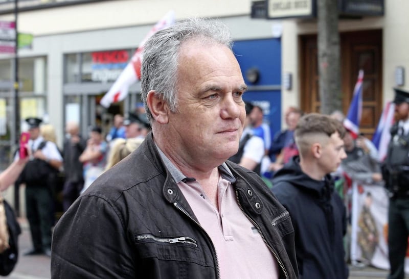 Paul Duffy taking part in the Anti-Internment League parade through Belfast City Centre. Picture by Mal McCann
