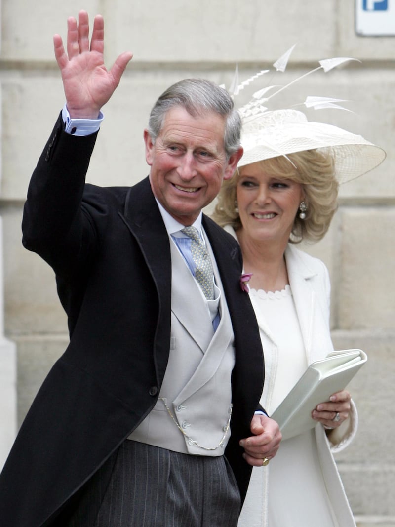 Charles and Camilla after their wedding in Windsor’s Guildhall
