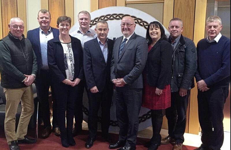 A cross-border Sinn F&eacute;in delegation - pictured meeting QIH directors on Friday - has issued a joint appeal for anyone with information on the attacks to come forward 