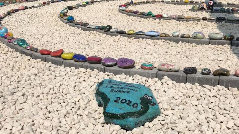 A community artwork made during lockdown in Boughton-under-Blean with around 700 stones has been made permanent.