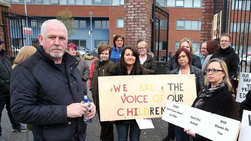 The chair of the Concerned Parents of De La Salle group, Gerry Carroll at a recent protest. Picture by Mal McCann 
