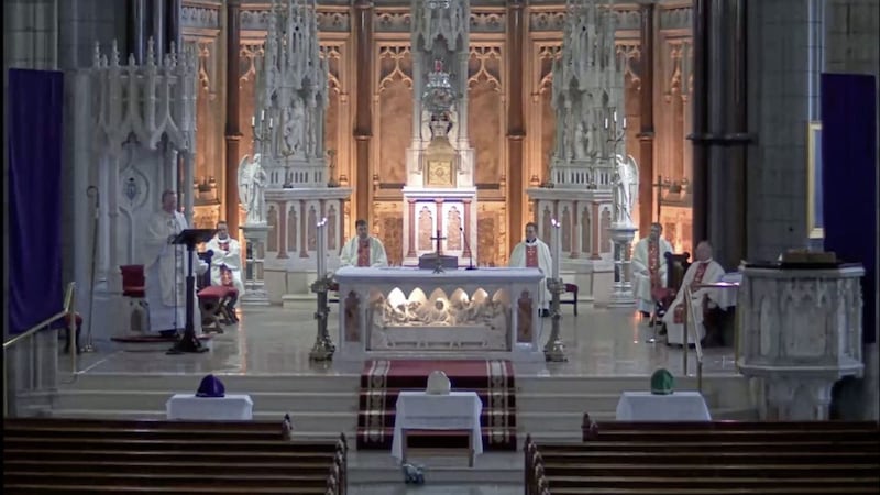 A screen-grab from Chrism Mass in the Cathedral of Saint Patrick and Saint Colman in Newry 