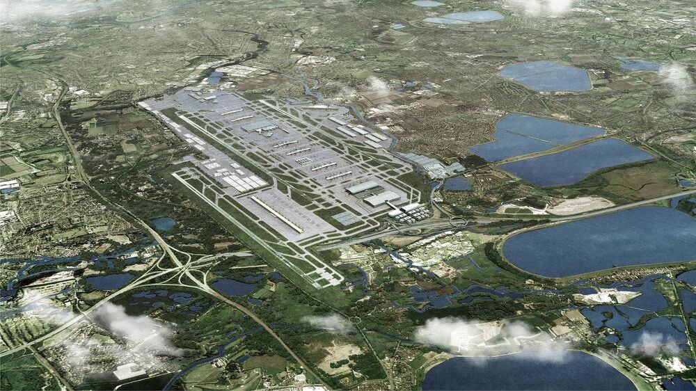 An artist&#39;s impression showing how Heathrow Airport could look with a third runway 