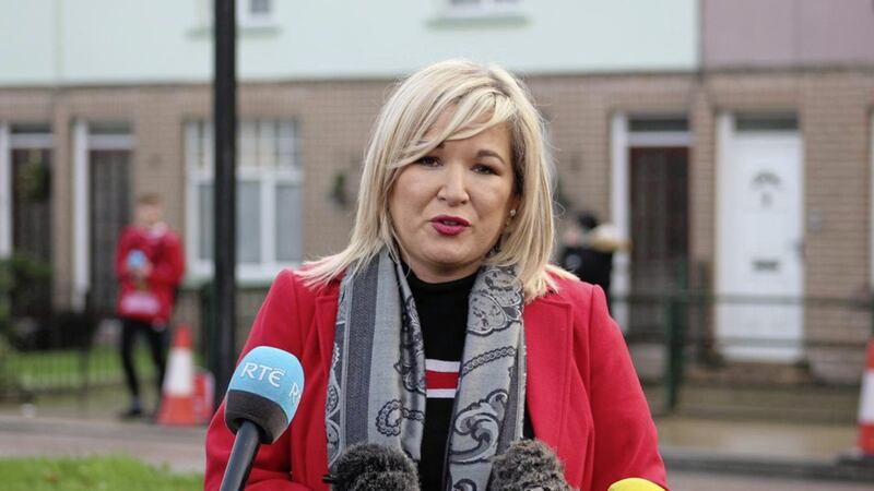Sinn F&eacute;in Deputy First Minister Michelle O&#39;Neill speaks to the media in Coalisland, County Tyrone. Picture by Sinn Fein/PA Wire 