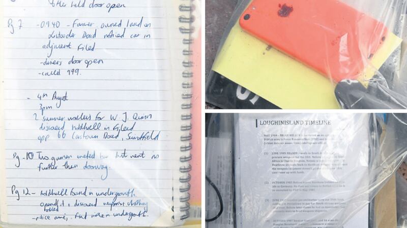 Notes, printed documents and Trevor Birney's daughter's pink mobile phone were among the materials that had been seized by police&nbsp;
