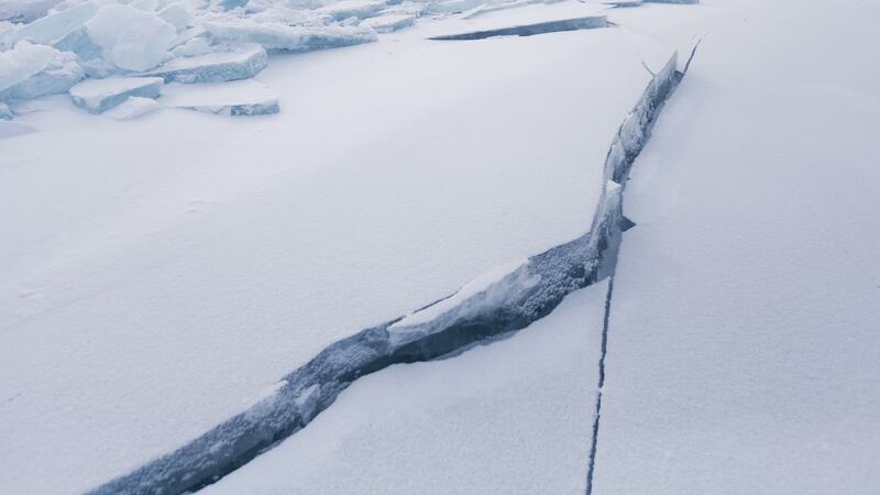 Just three miles of ice is holding it together.