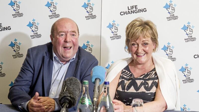 Colin and Eithne Bell celebrate their &pound;1 million win. Photo by Newraypics.com 