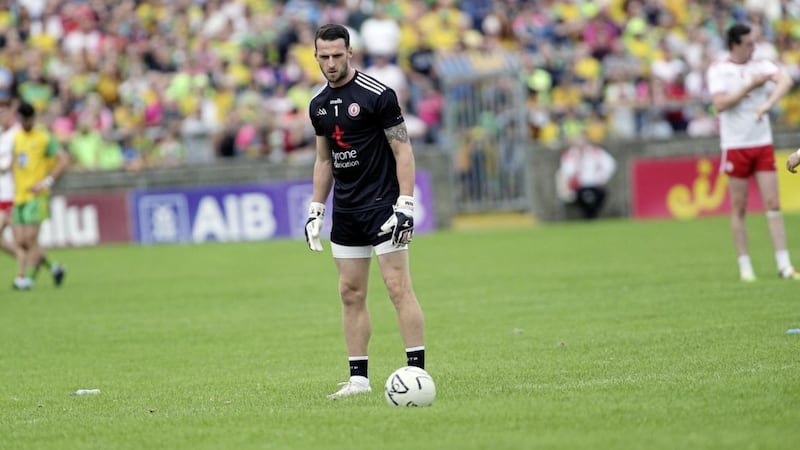 Goalkeepers like Tyrone&#39;s Niall Morgan have become prominent in open play in recent years, but that involvement could be curtailed if a proposal to ban passes to goalkeepers in open play is passed later this year Picture by Seamus Loughran 