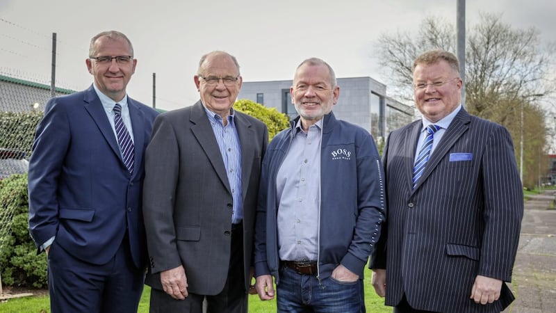 Announcing ESS&rsquo;s acquisition of Central Security Systems are (from left) Tony McEwan, ESS director; Pat McElvanna, ESS director; CSS director Brian Hunter; and Paul Campbell, non-executive chairman 